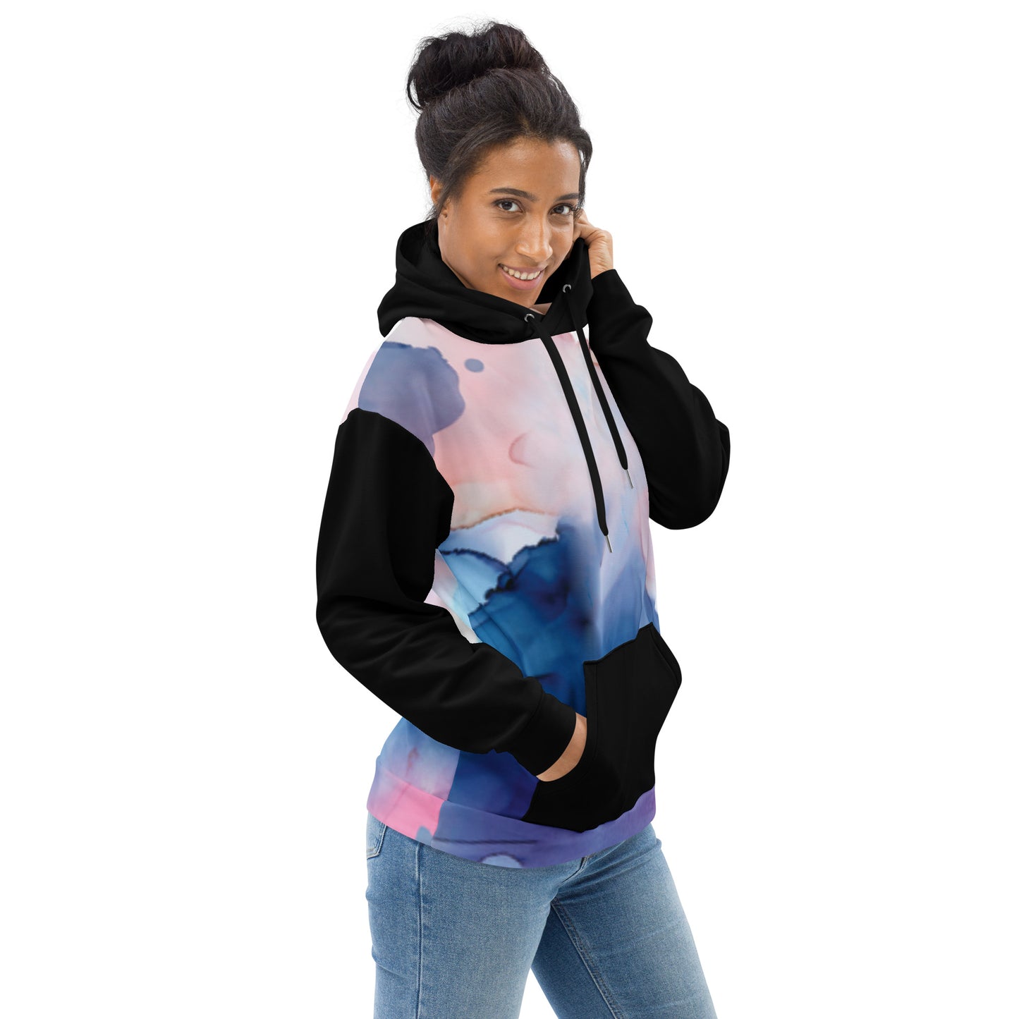 Unisex Abstract Pattern Hoodie – Dual Design & Contrast Details