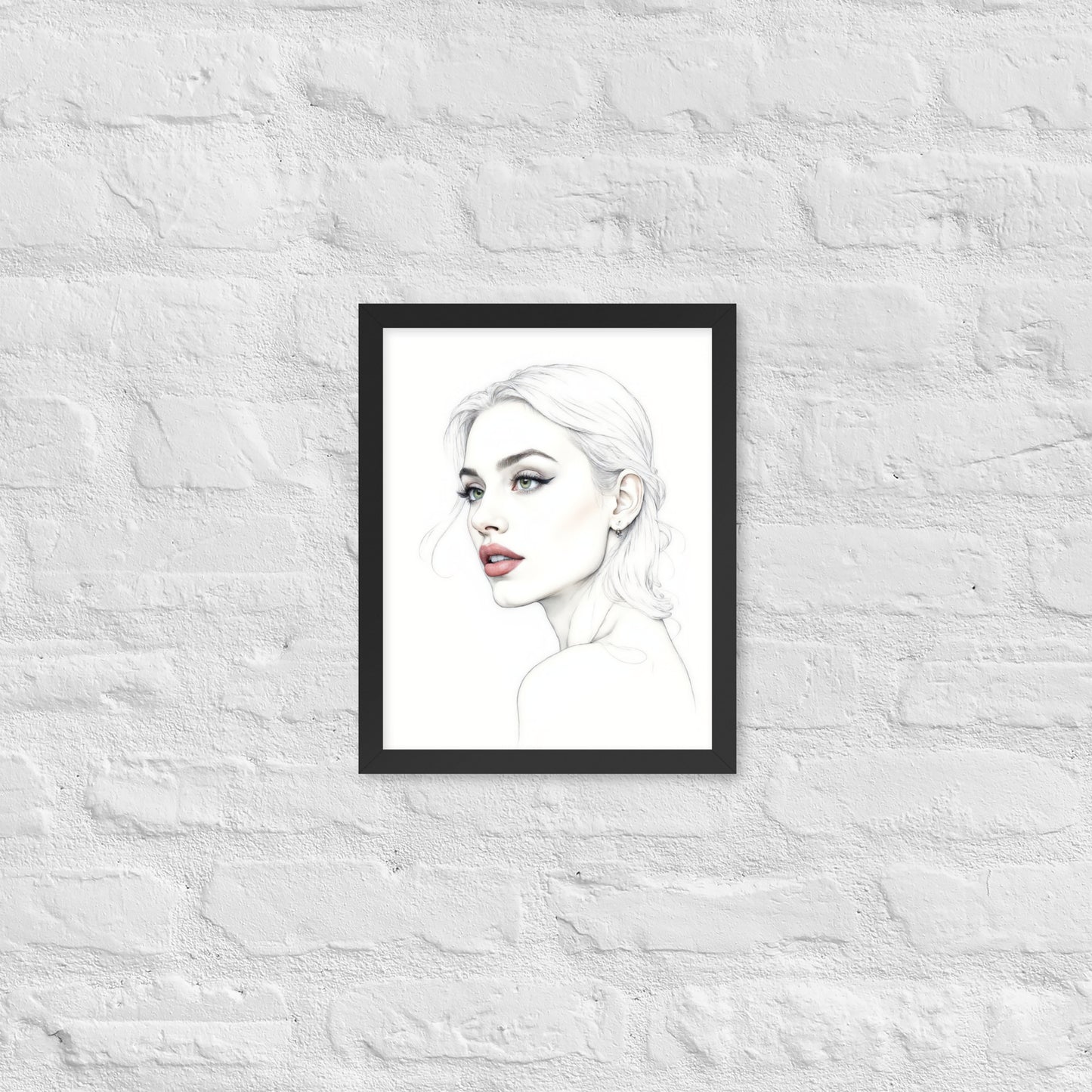 Minimalist One Line Woman Portrait – Framed Wall Art - Boho Decor - Framed poster