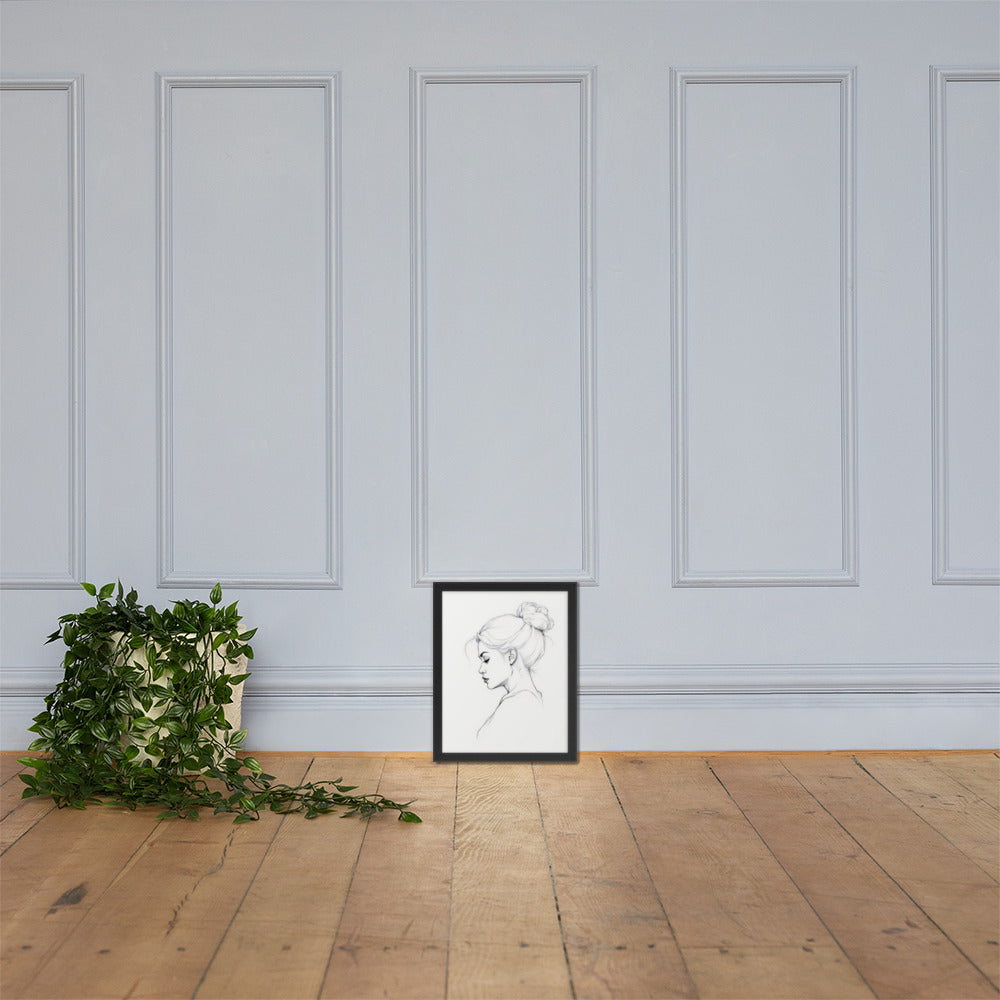 Minimalist One Line Woman Portrait – Framed Wall Art - Boho Decor - Framed poster
