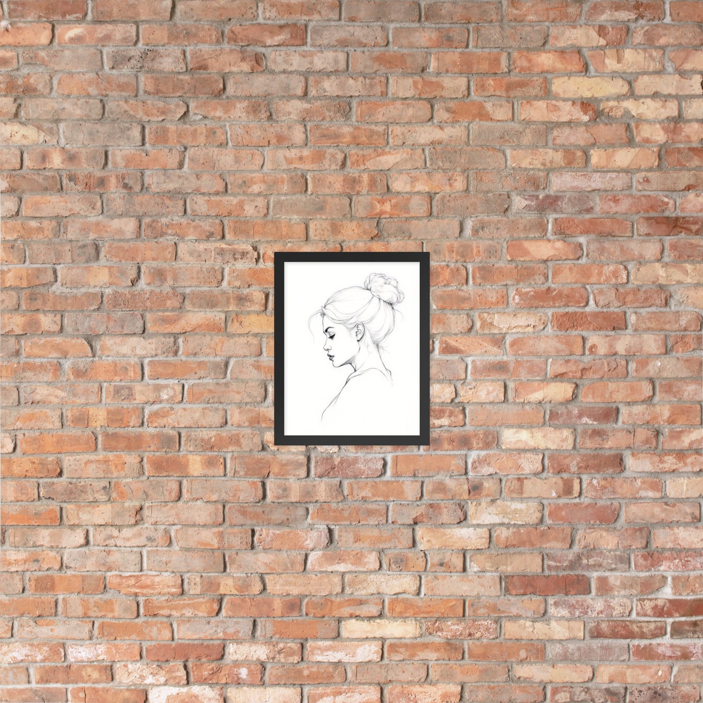 Minimalist One Line Woman Portrait – Framed Wall Art - Boho Decor - Framed poster