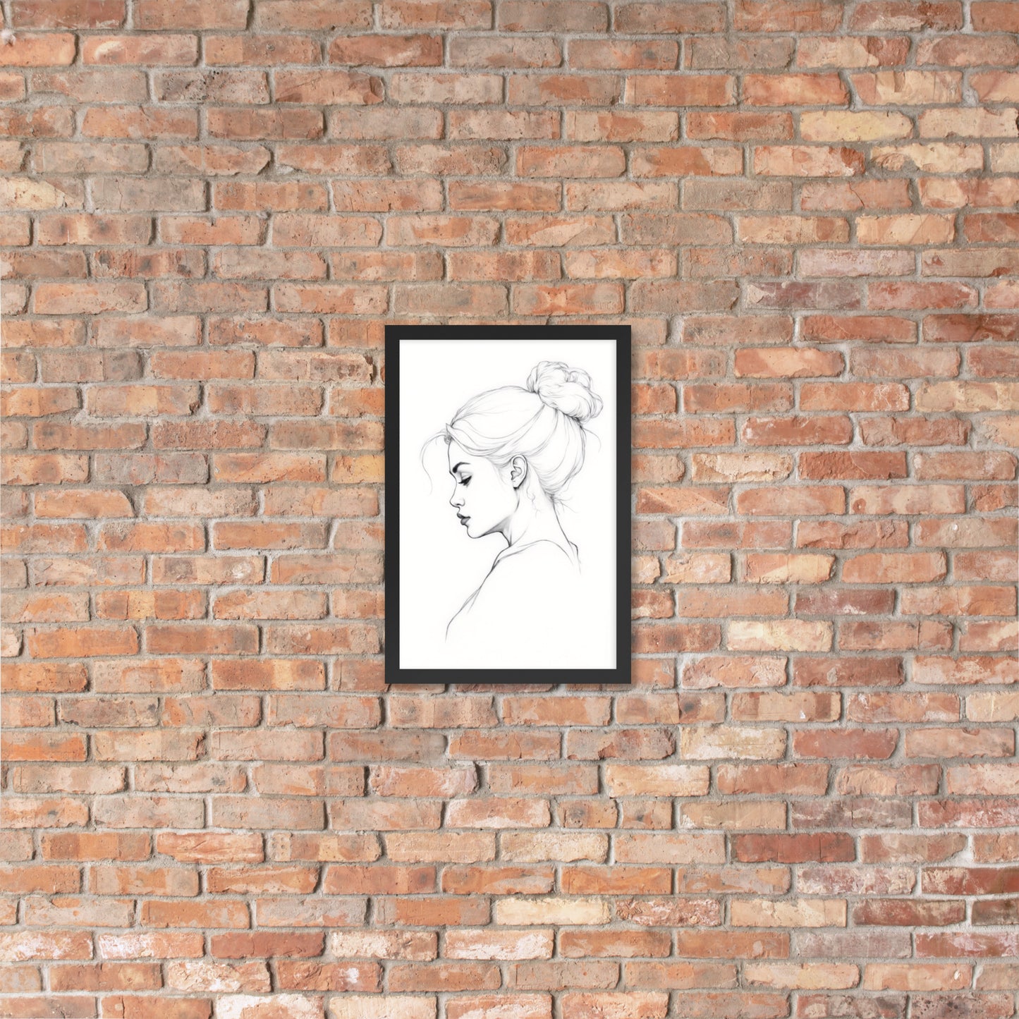 Minimalist One Line Woman Portrait – Framed Wall Art - Boho Decor - Framed poster