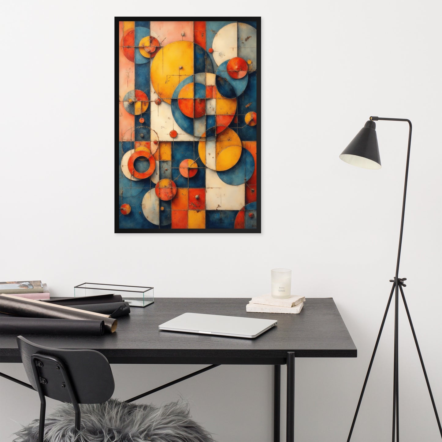 Abstract Geometric Shapes - Modern Art Style - Framed poster