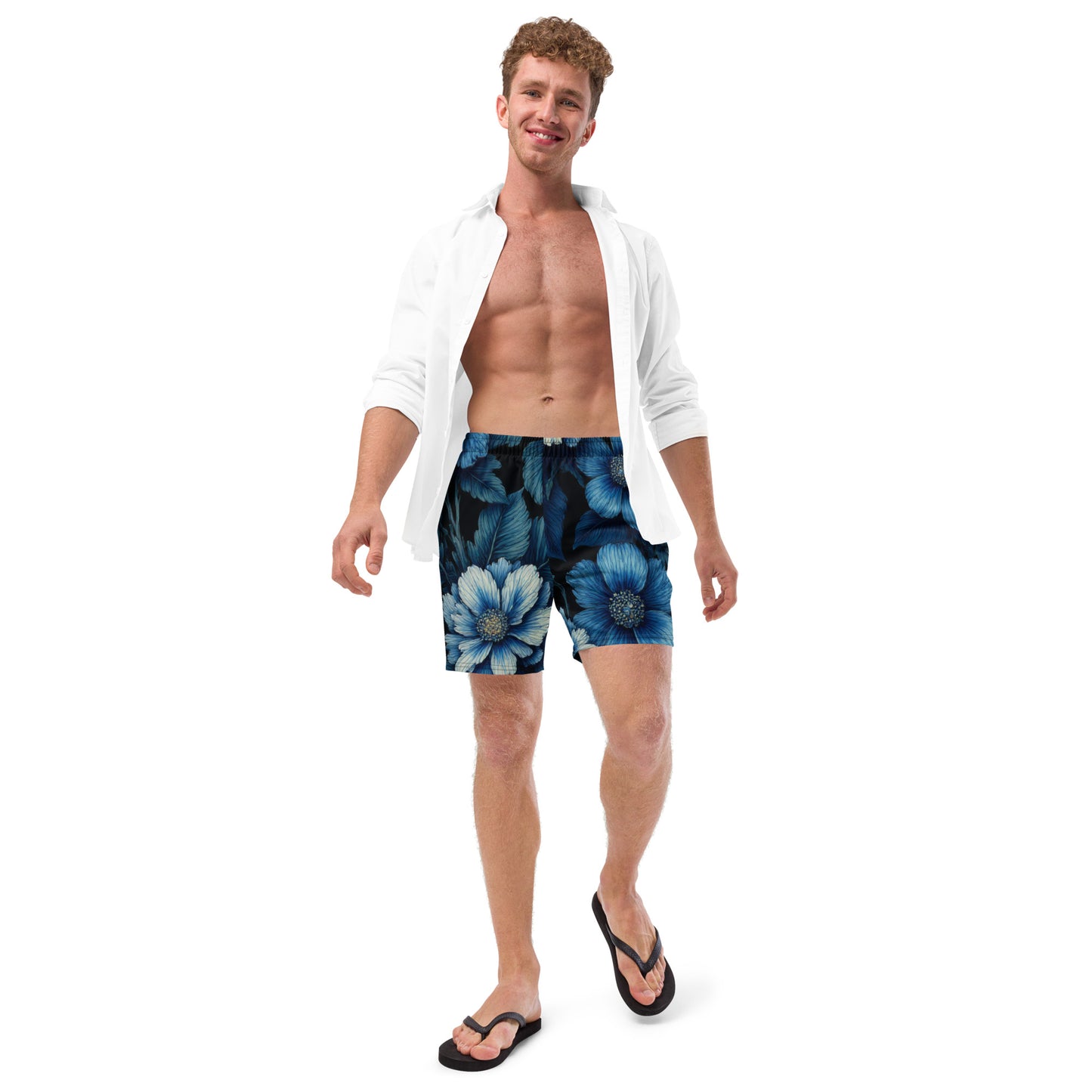 Recycled Swim Trunks - Eco Pulse, Blue Flowers Edition