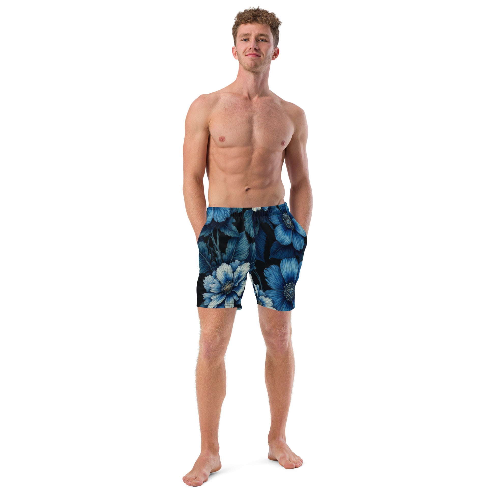 Recycled Swim Trunks - Eco Pulse, Blue Flowers Edition