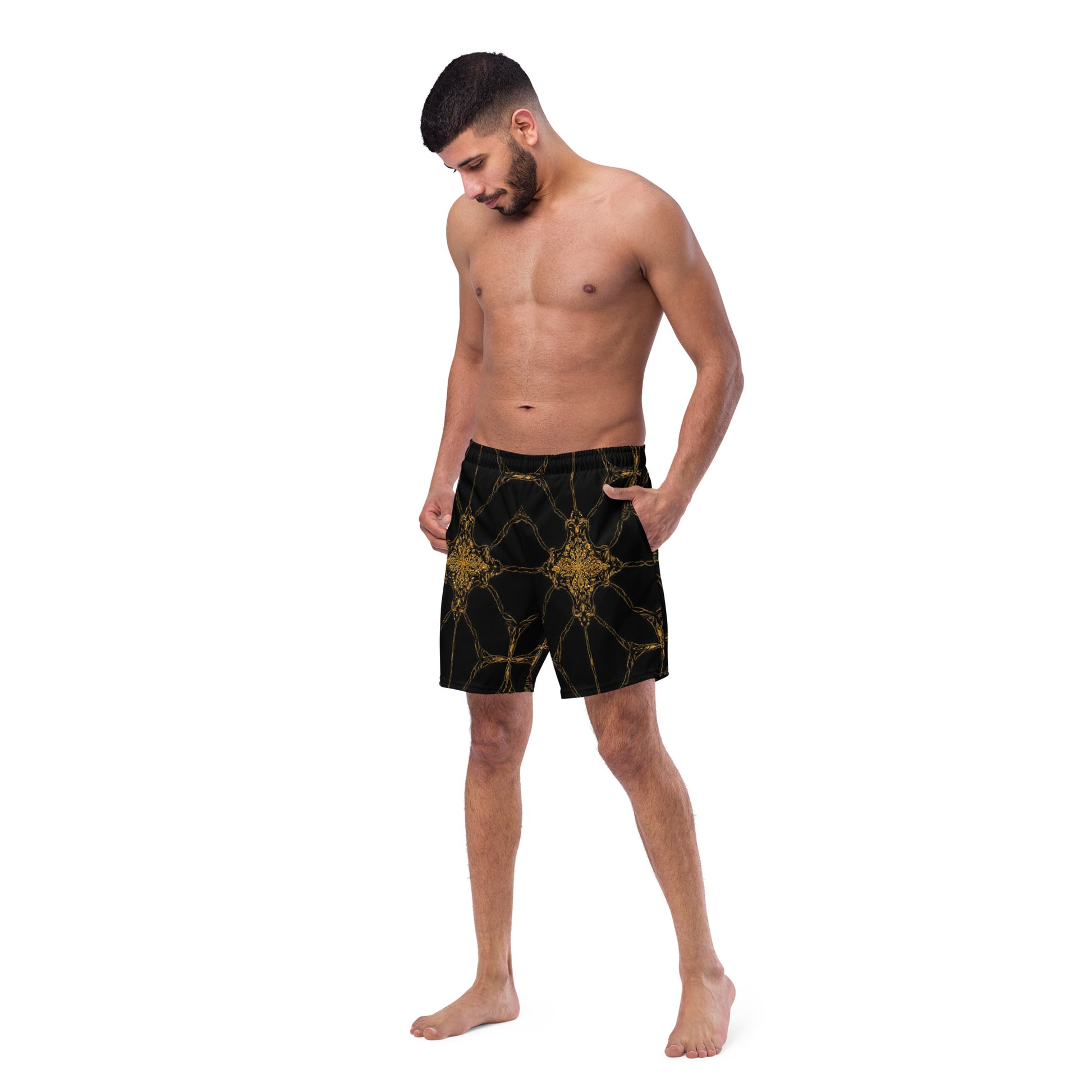 Recycled Swim Trunks - Golden Vibe Circuit