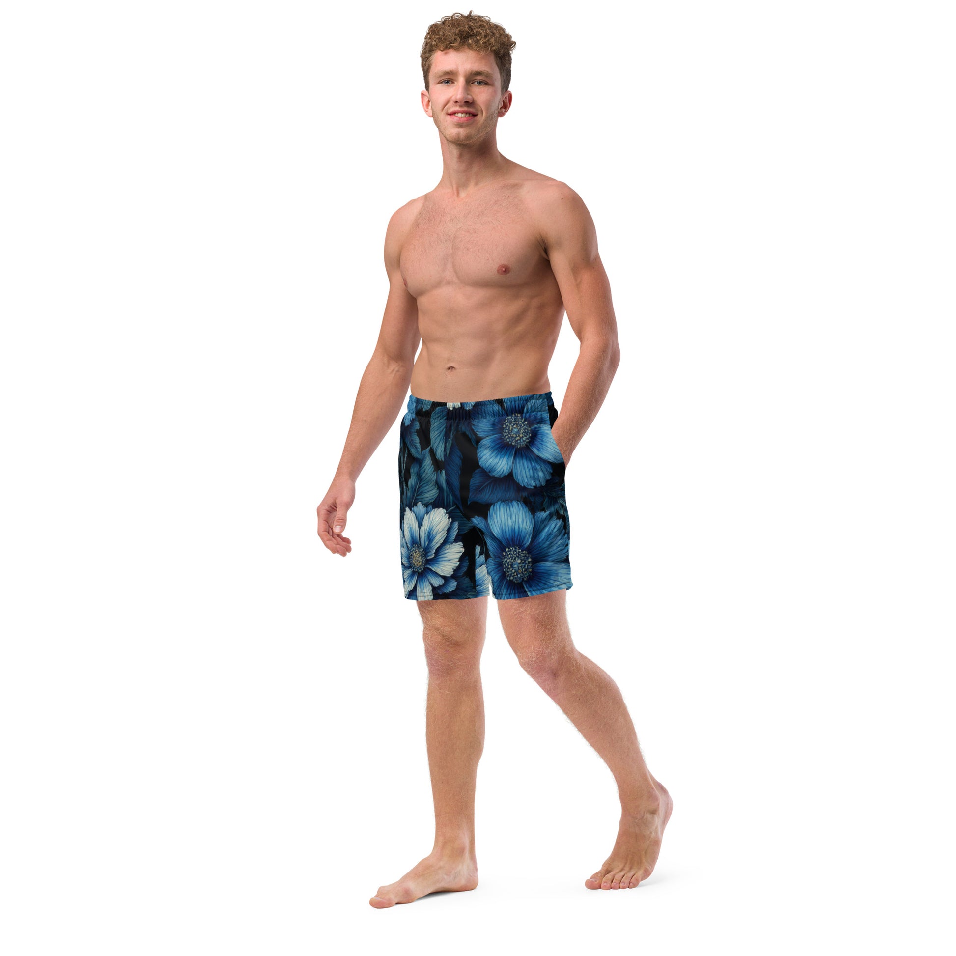 Recycled Swim Trunks - Eco Pulse, Blue Flowers Edition