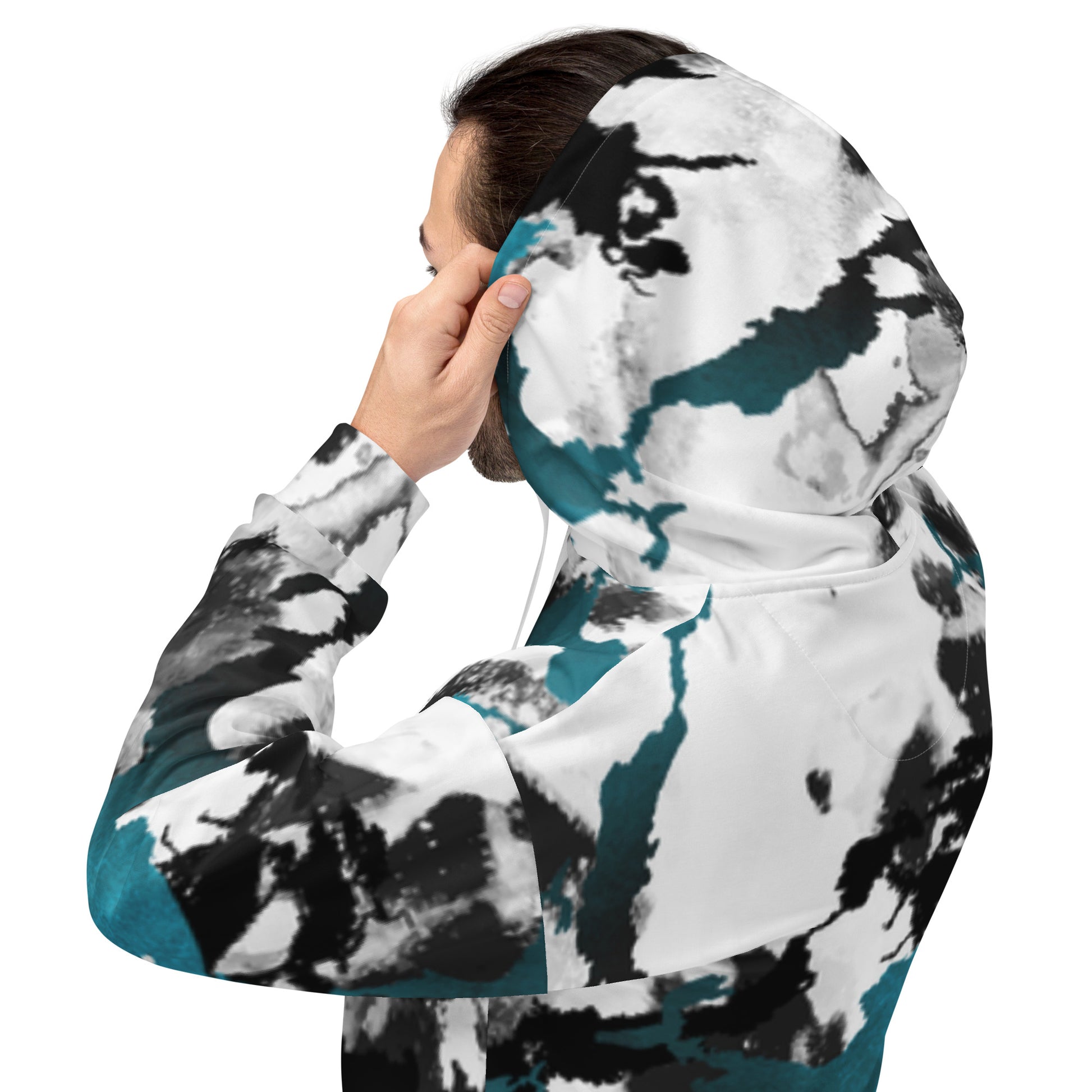 Unisex Hoodie – Teal Abstract Camo