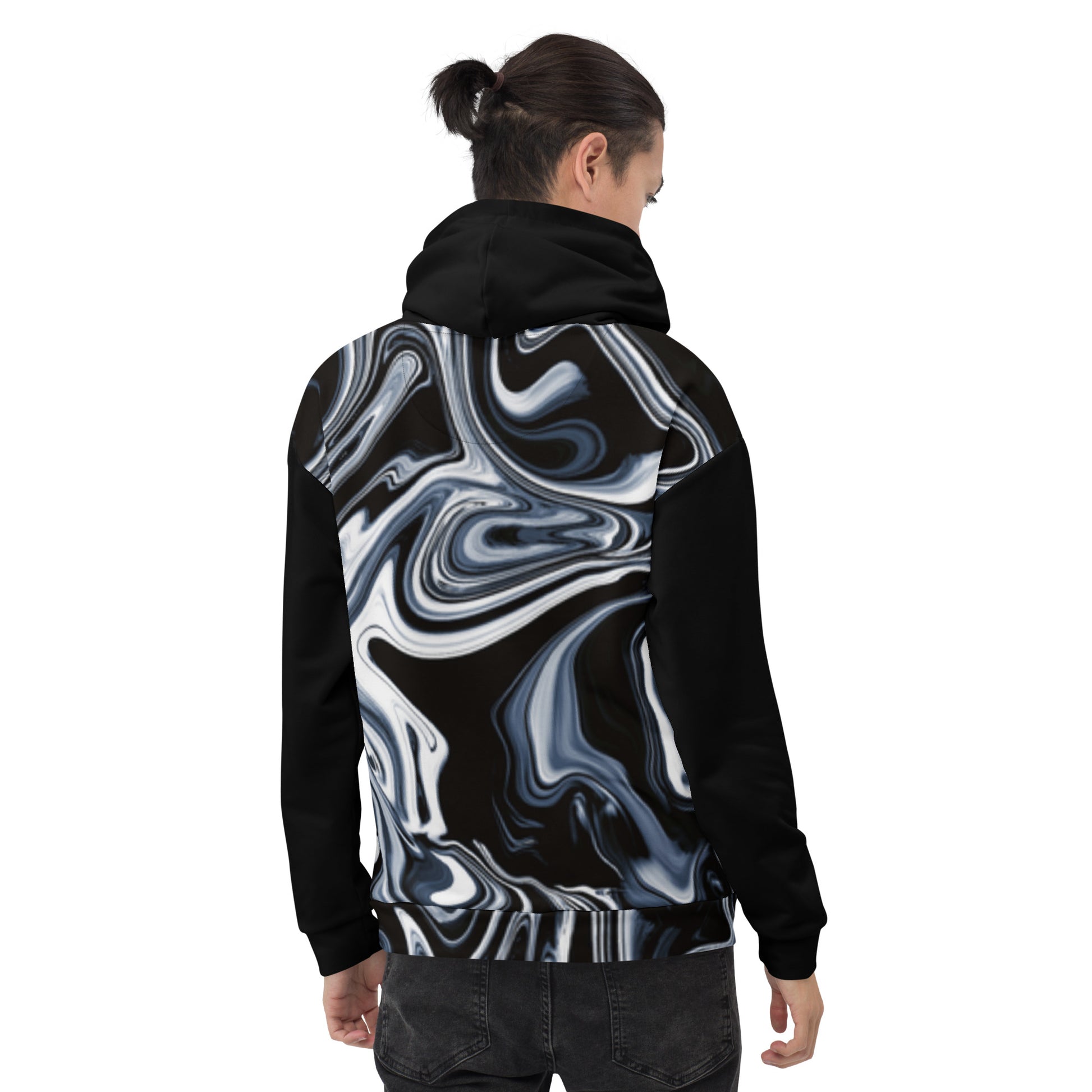 Unisex Abstract Pattern Hoodie – Dual Design & Contrast Details