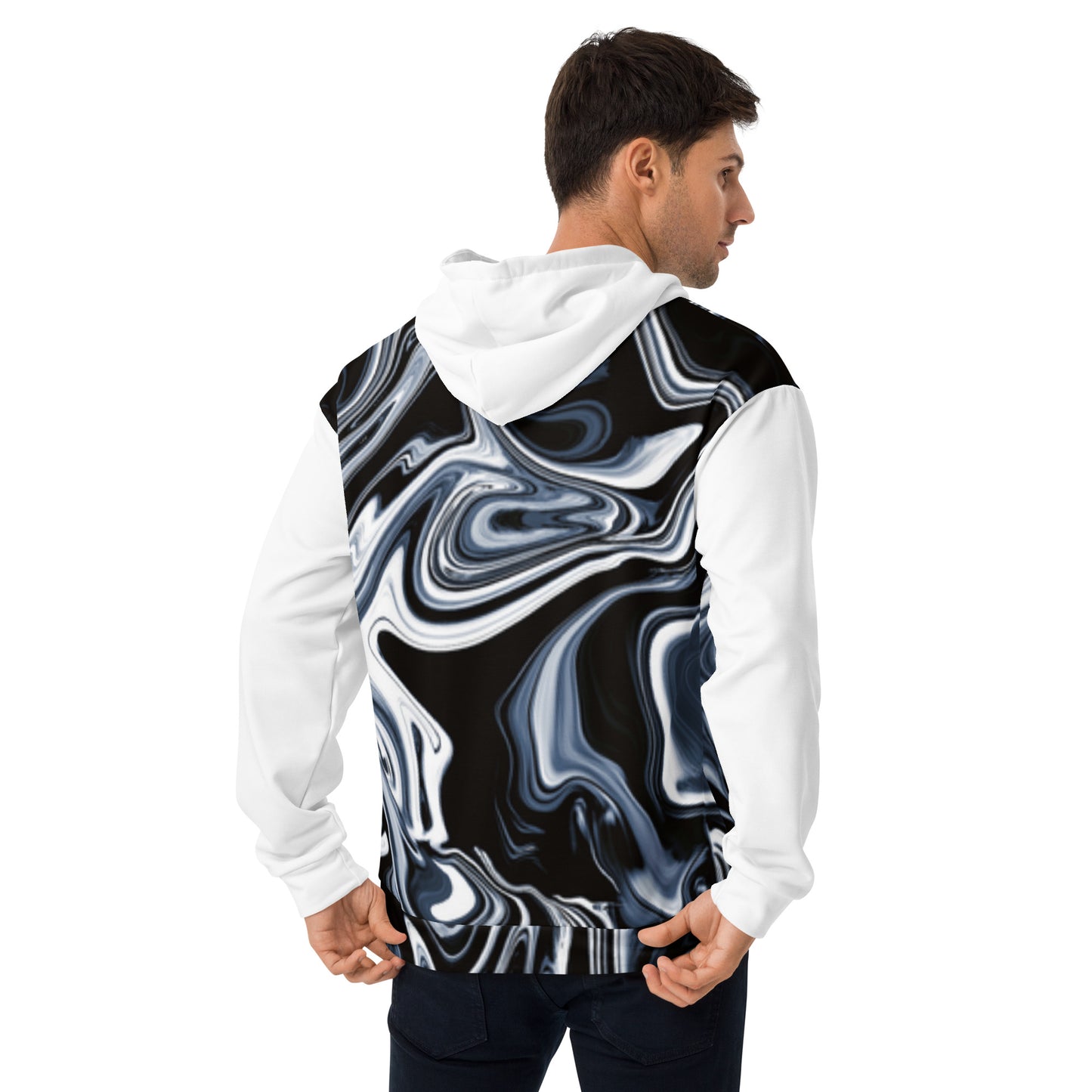 Unisex Abstract Pattern Hoodie – Dual Design & Contrast Details
