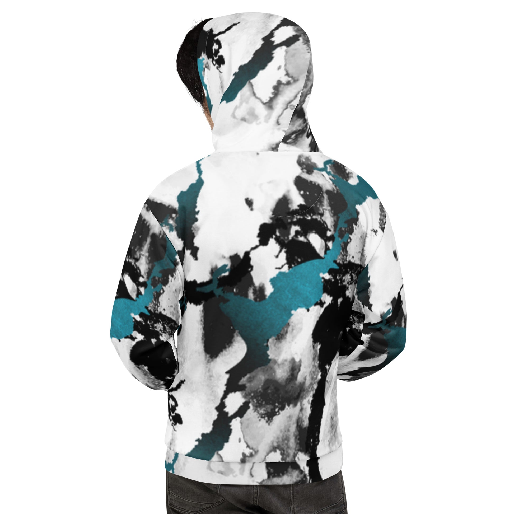 Unisex Hoodie – Teal Abstract Camo