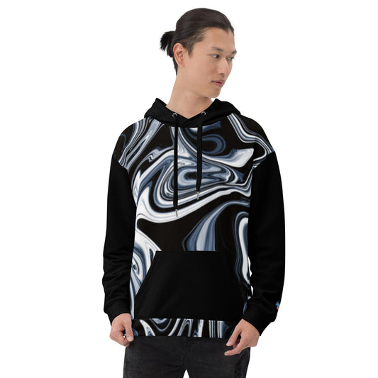 Unisex Abstract Pattern Hoodie – Dual Design & Contrast Details