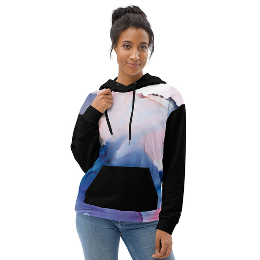 Unisex Abstract Pattern Hoodie – Dual Design & Contrast Details