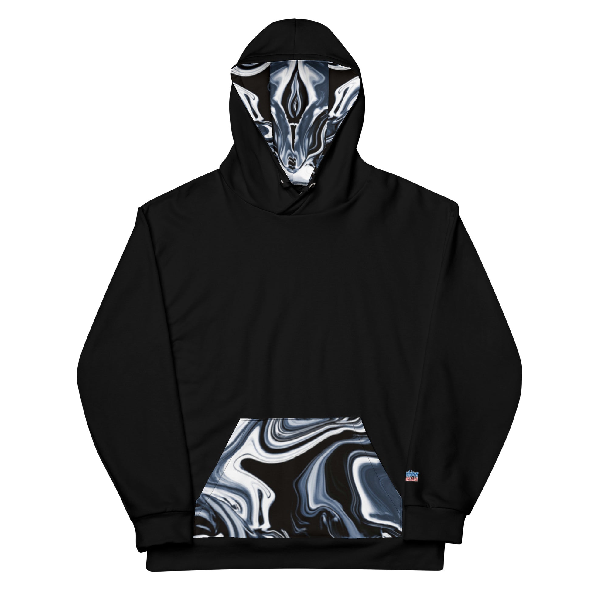 Unisex Contrast Hoodie – Printed Interior Hood & Pocket with Abstract Pattern