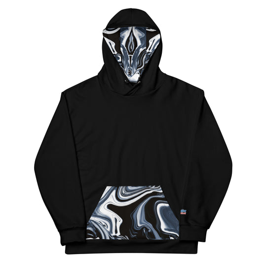Unisex Contrast Hoodie – Printed Interior Hood & Pocket with Abstract Pattern
