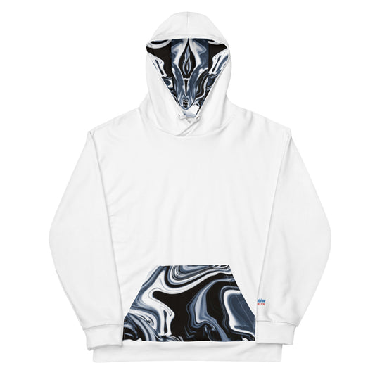 Unisex Contrast Hoodie – Printed Interior Hood & Pocket with Abstract Pattern