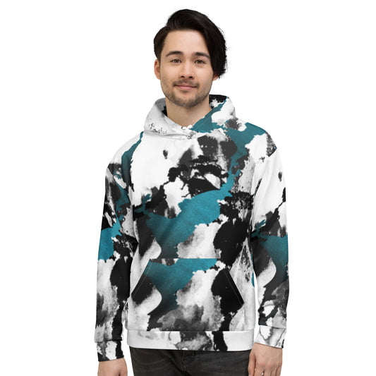 Unisex Hoodie – Teal Abstract Camo