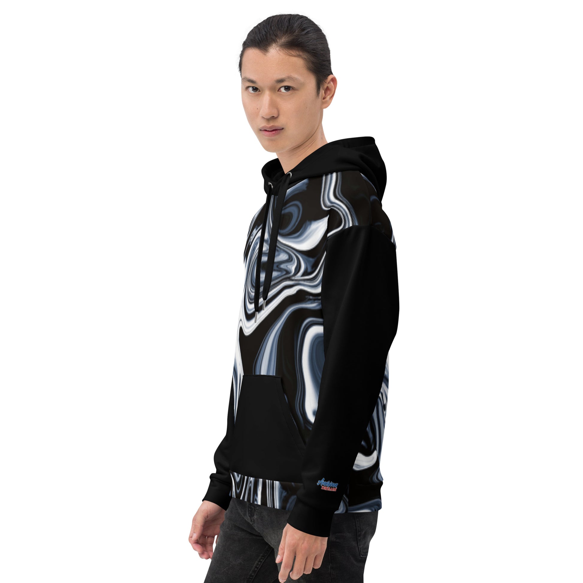 Unisex Abstract Pattern Hoodie – Dual Design & Contrast Details