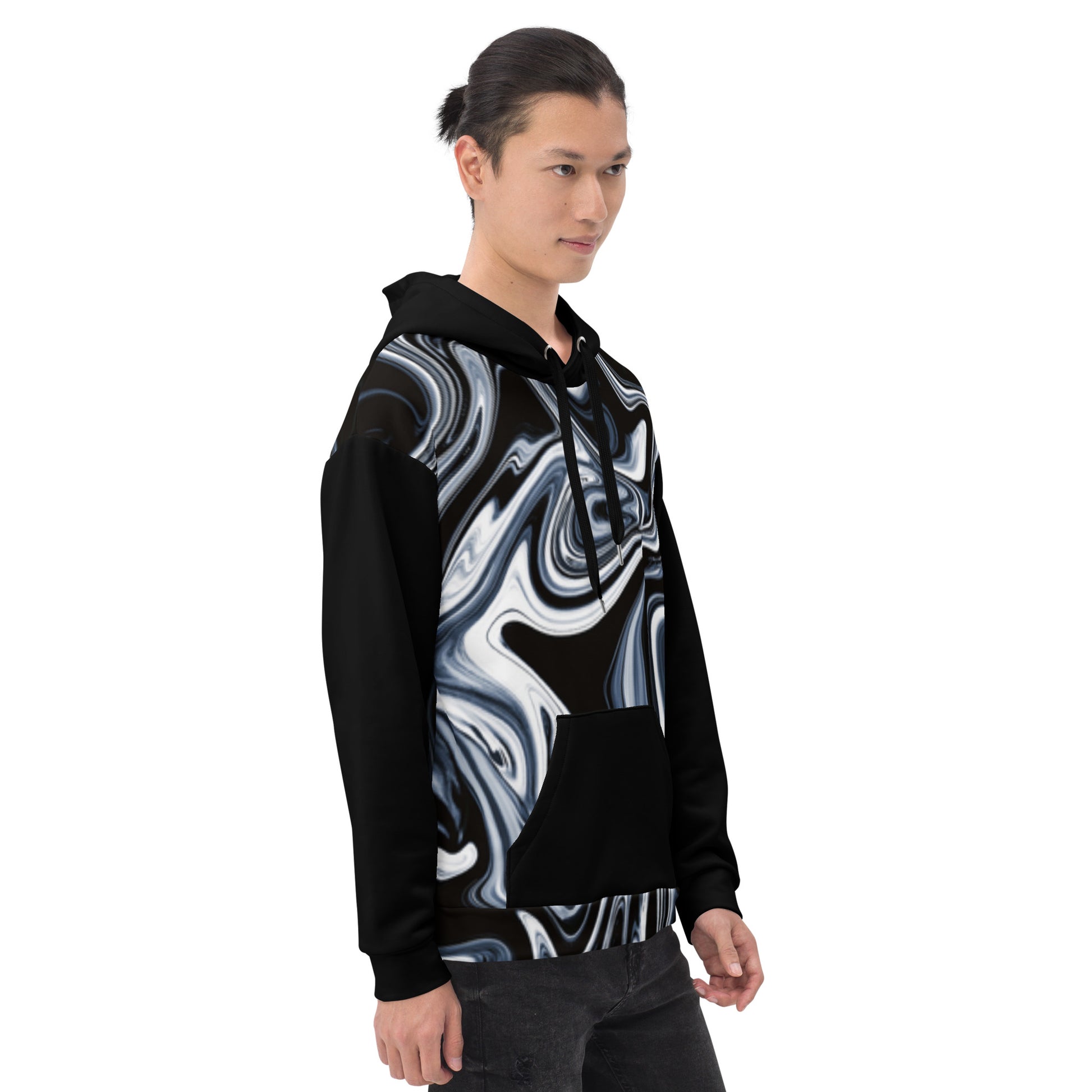Unisex Abstract Pattern Hoodie – Dual Design & Contrast Details