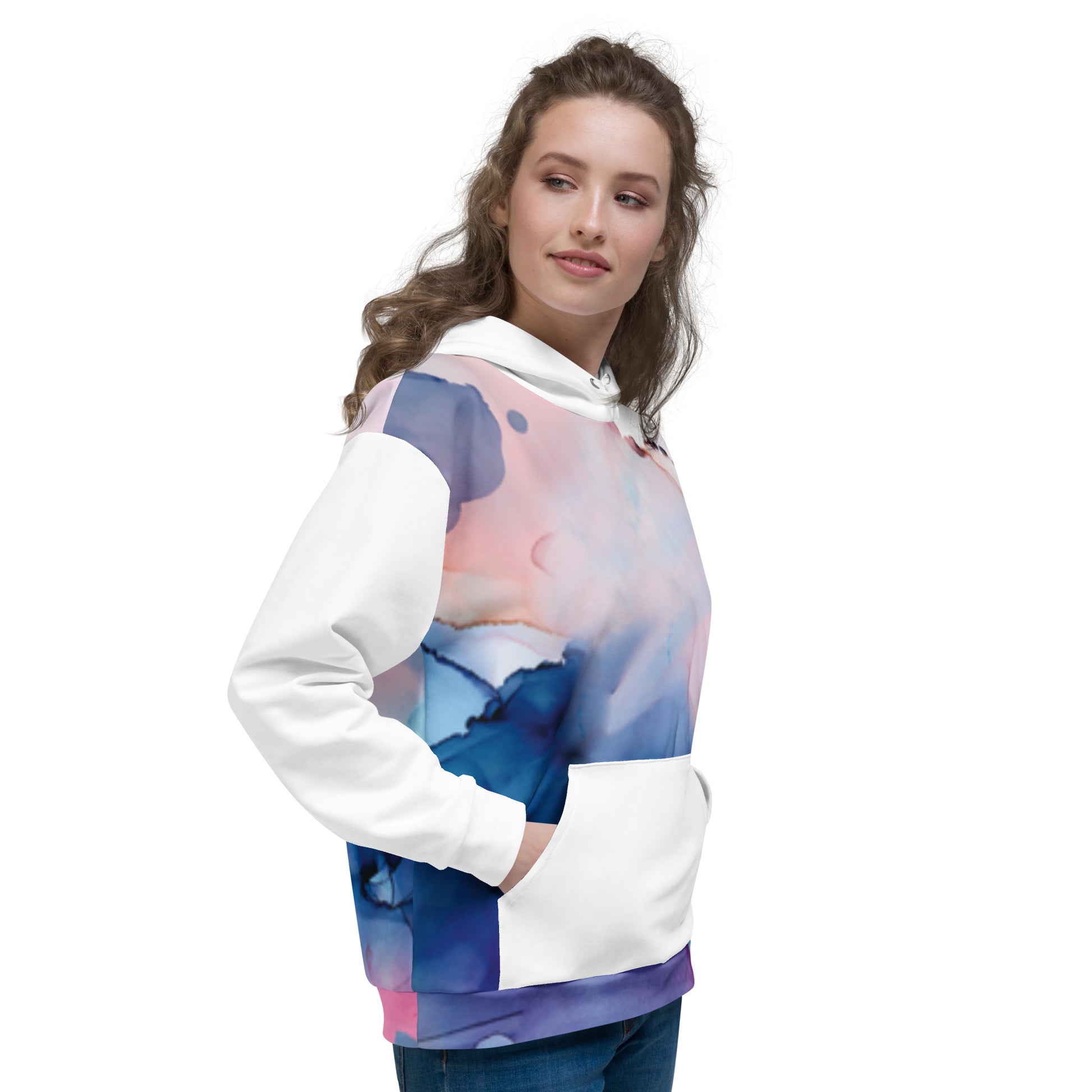 Unisex Abstract Pattern Hoodie – Dual Design & Contrast Details