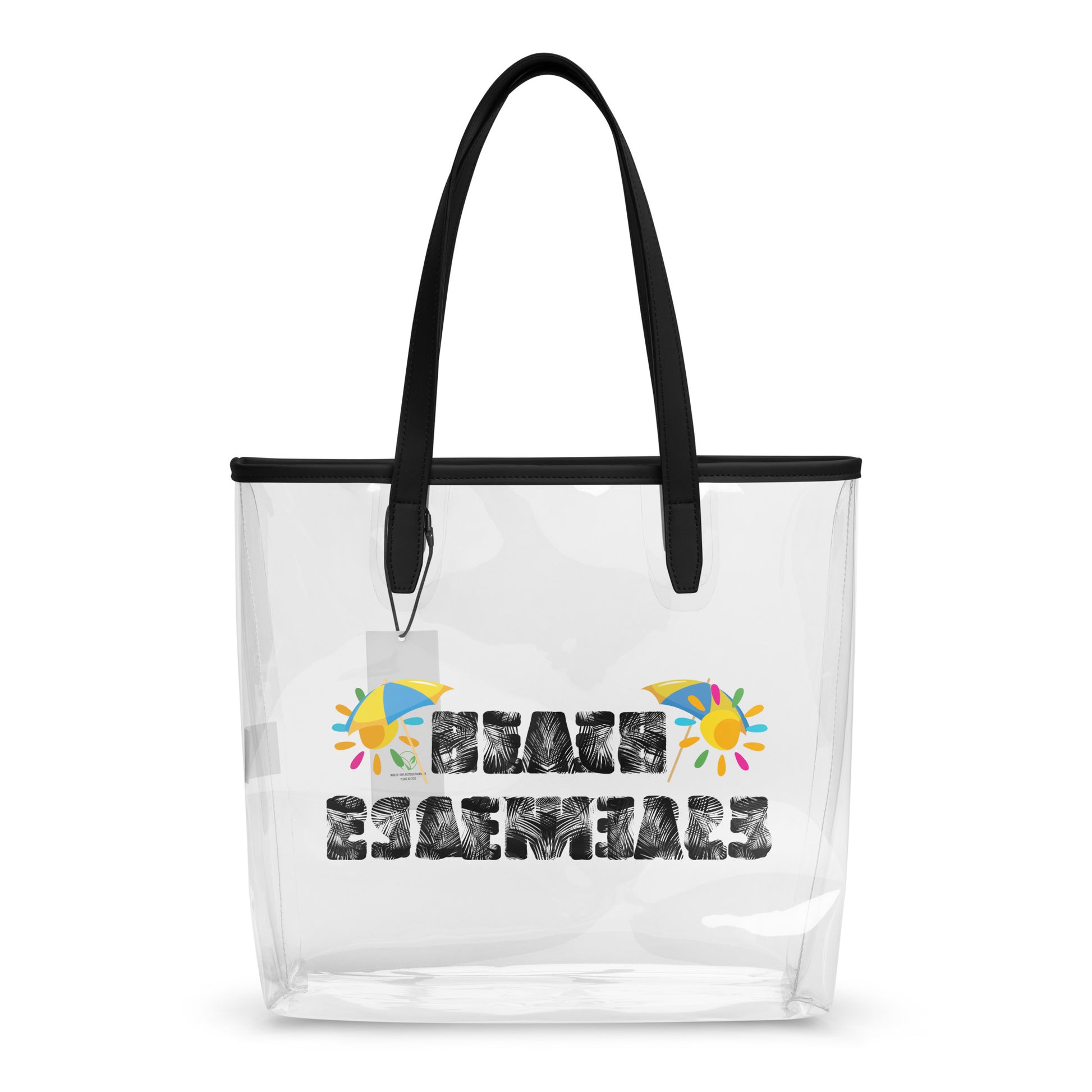 Beach Essentials Clear Tote Bag – Transparent & Tropical Vibes