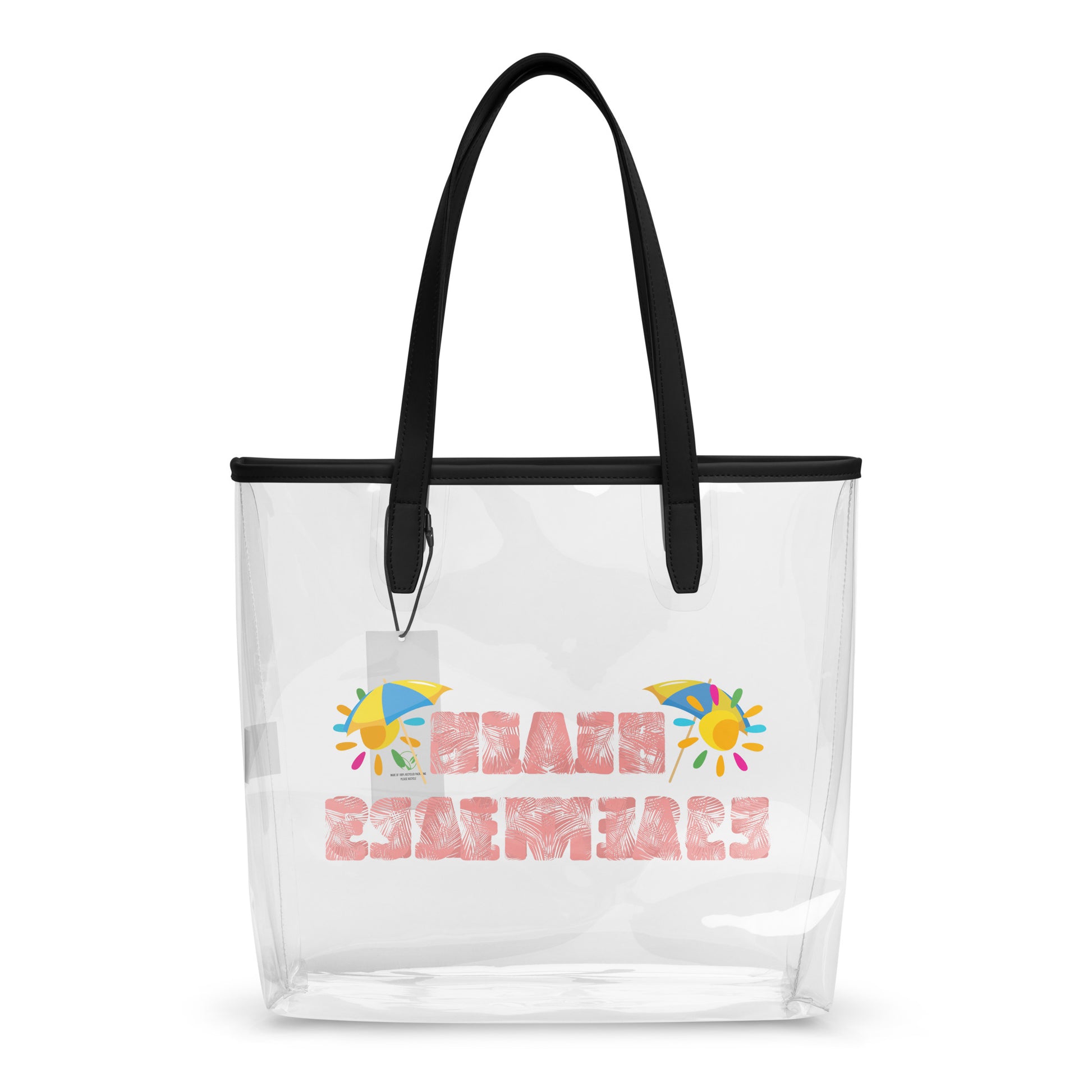 Beach Essentials Clear Tote Bag – Transparent & Tropical Vibes