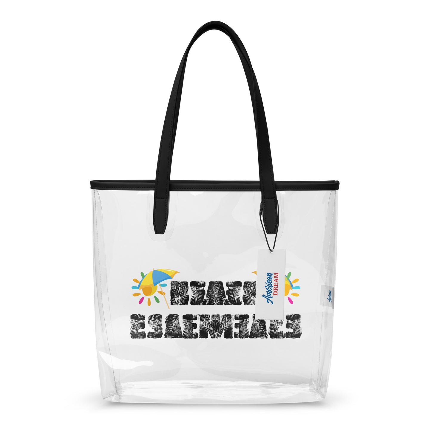 Beach Essentials Clear Tote Bag – Transparent & Tropical Vibes