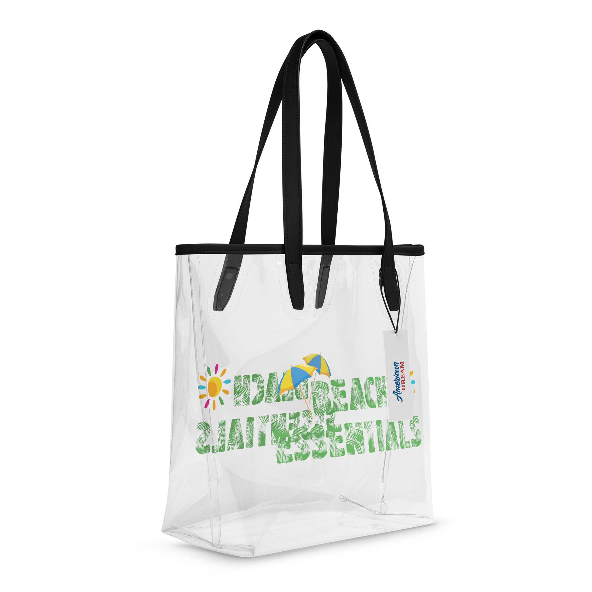 Beach Essentials Clear Tote Bag – Transparent & Tropical Vibes