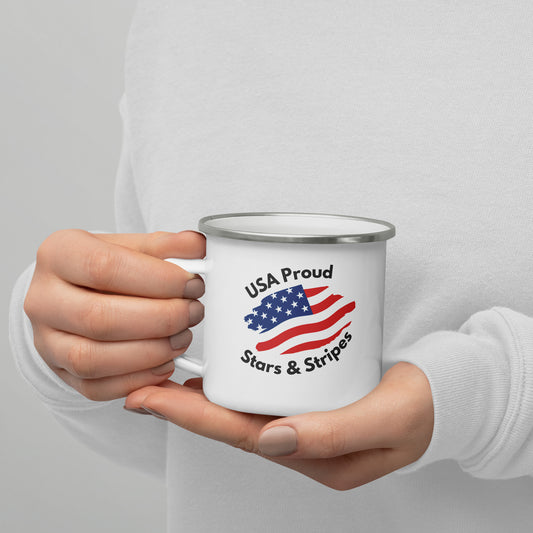 USA Proud - Stars & Stripes Mug - Enamel Mug