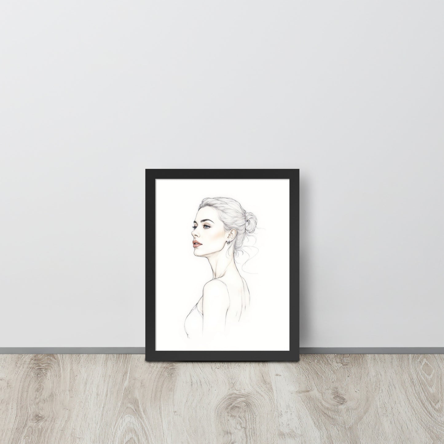Minimalist One Line Woman Portrait – Framed Wall Art - Boho Decor - Framed poster