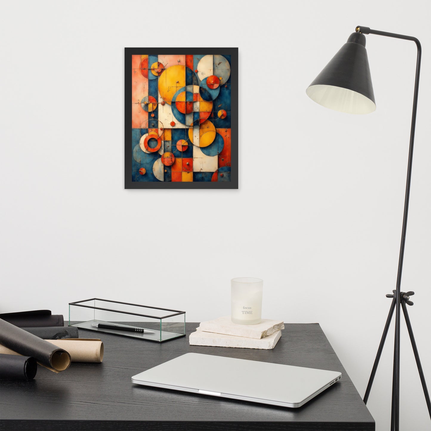 Abstract Geometric Shapes - Modern Art Style - Framed poster