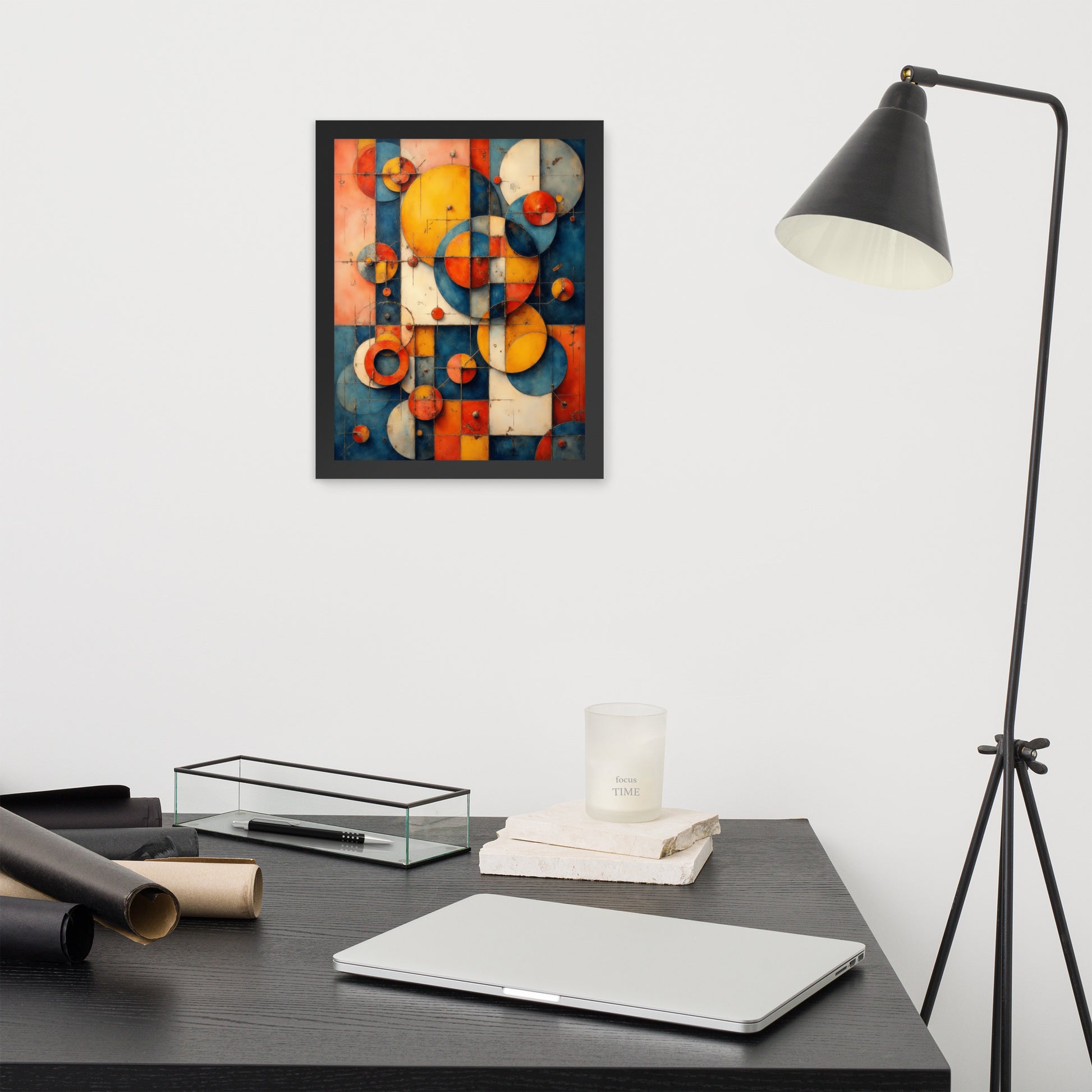 Abstract Geometric Shapes - Modern Art Style - Framed poster