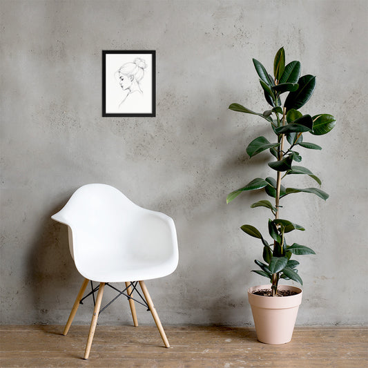 Minimalist One Line Woman Portrait – Framed Wall Art - Boho Decor - Framed poster