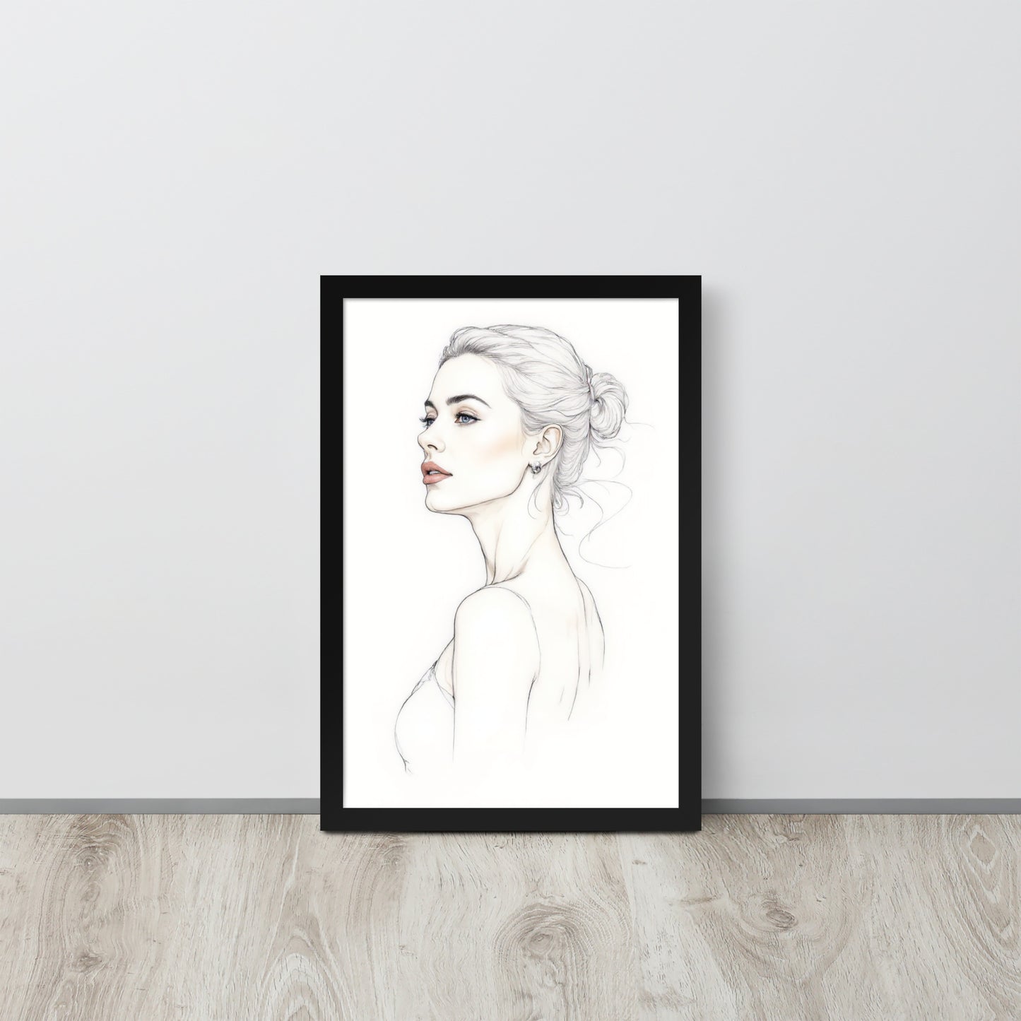 Minimalist One Line Woman Portrait – Framed Wall Art - Boho Decor - Framed poster