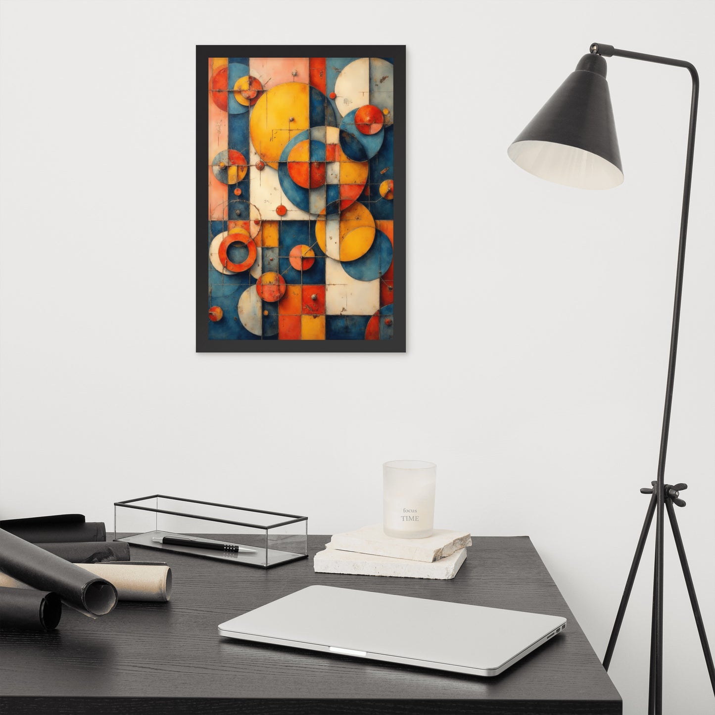 Abstract Geometric Shapes - Modern Art Style - Framed poster