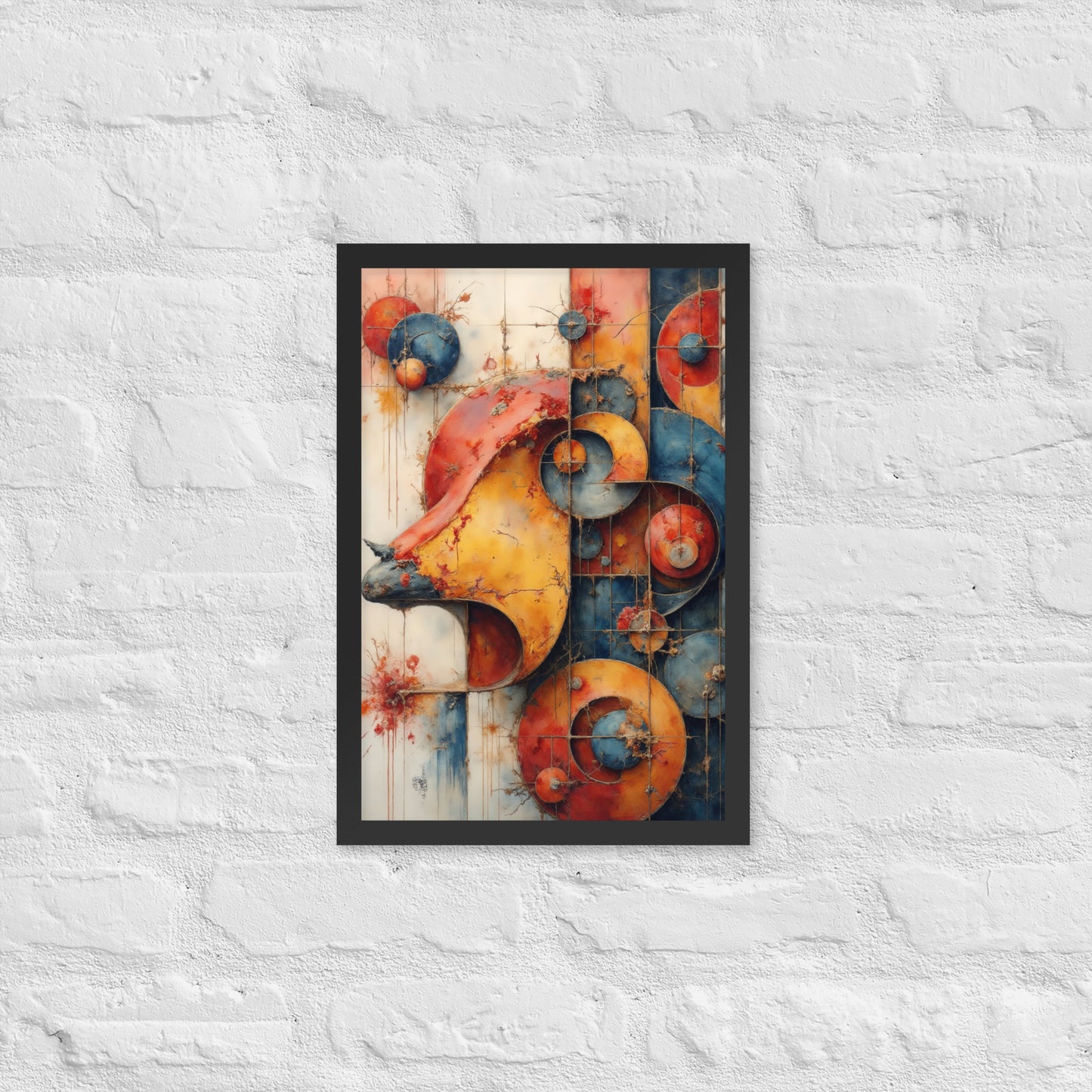 Abstract Geometric Shapes - Modern Art Style - Framed poster