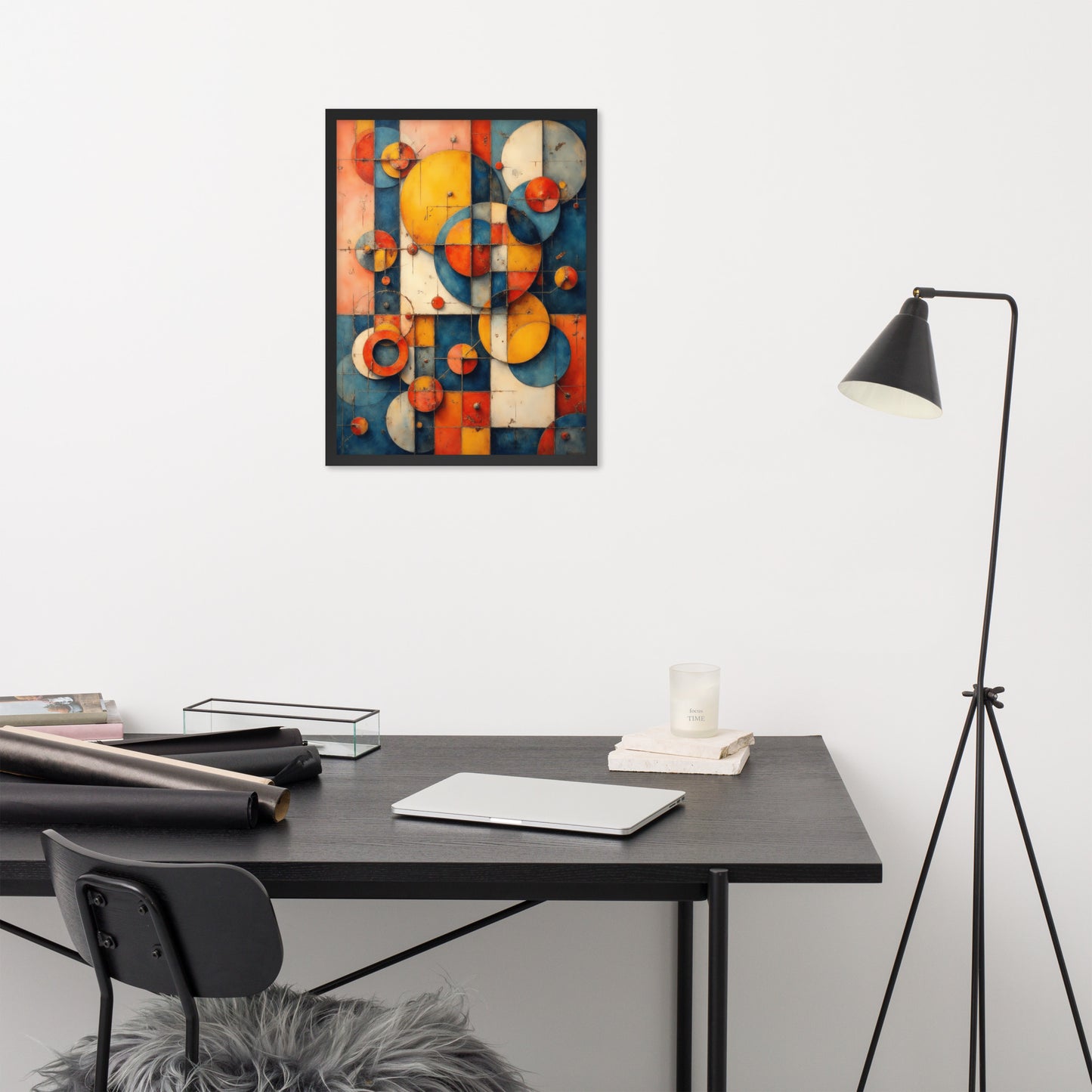 Abstract Geometric Shapes - Modern Art Style - Framed poster