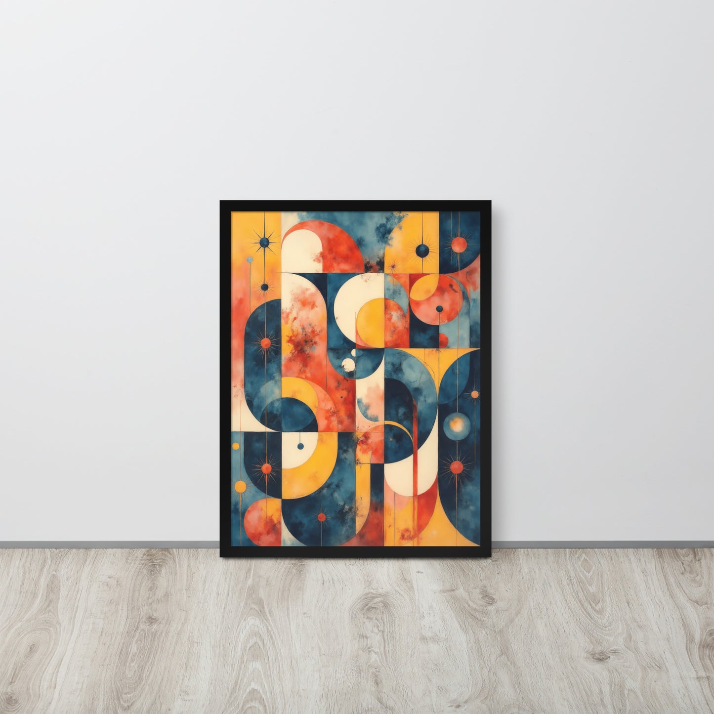 Abstract Geometric Shapes - Modern Art Style - Framed poster