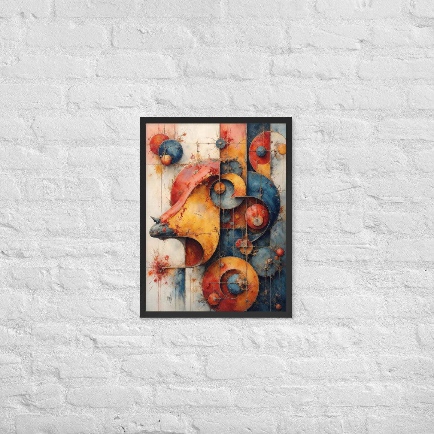 Abstract Geometric Shapes - Modern Art Style - Framed poster
