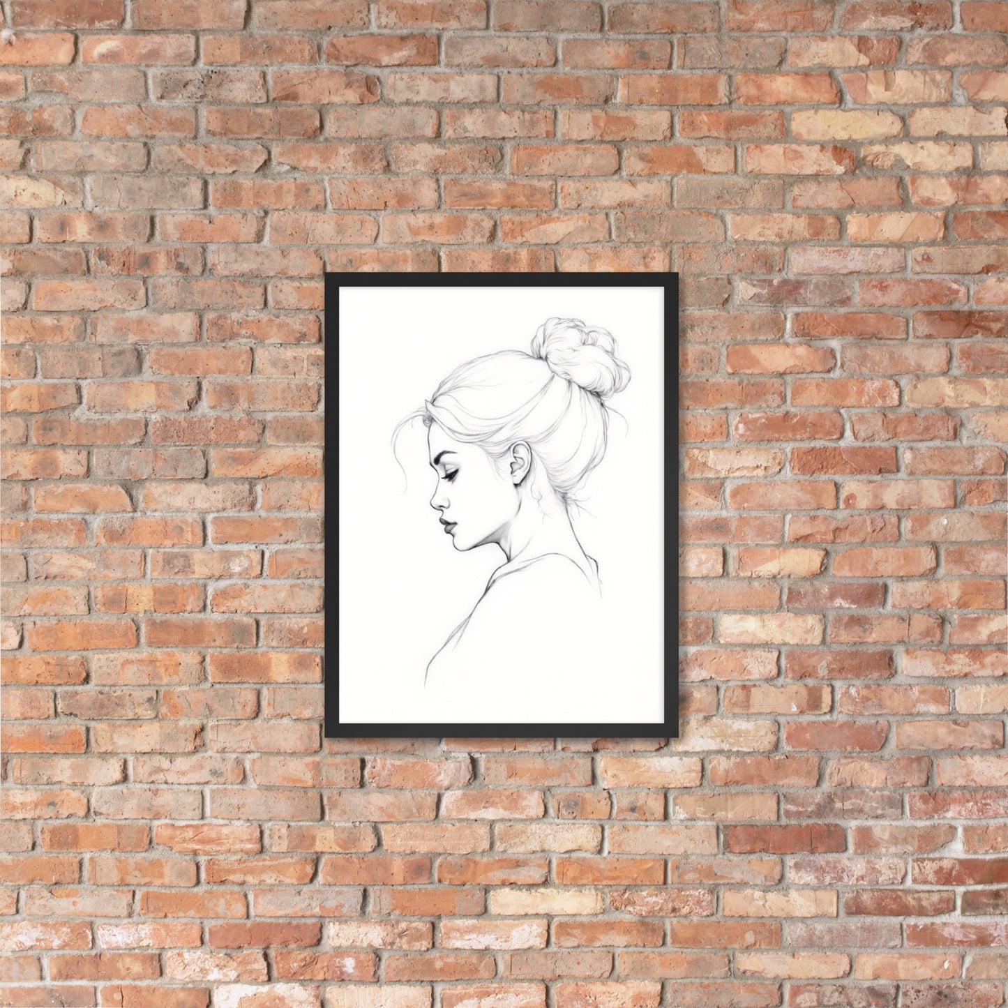 Minimalist One Line Woman Portrait – Framed Wall Art - Boho Decor - Framed poster