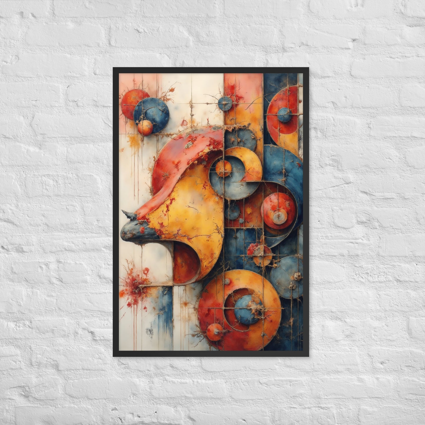 Abstract Geometric Shapes - Modern Art Style - Framed poster