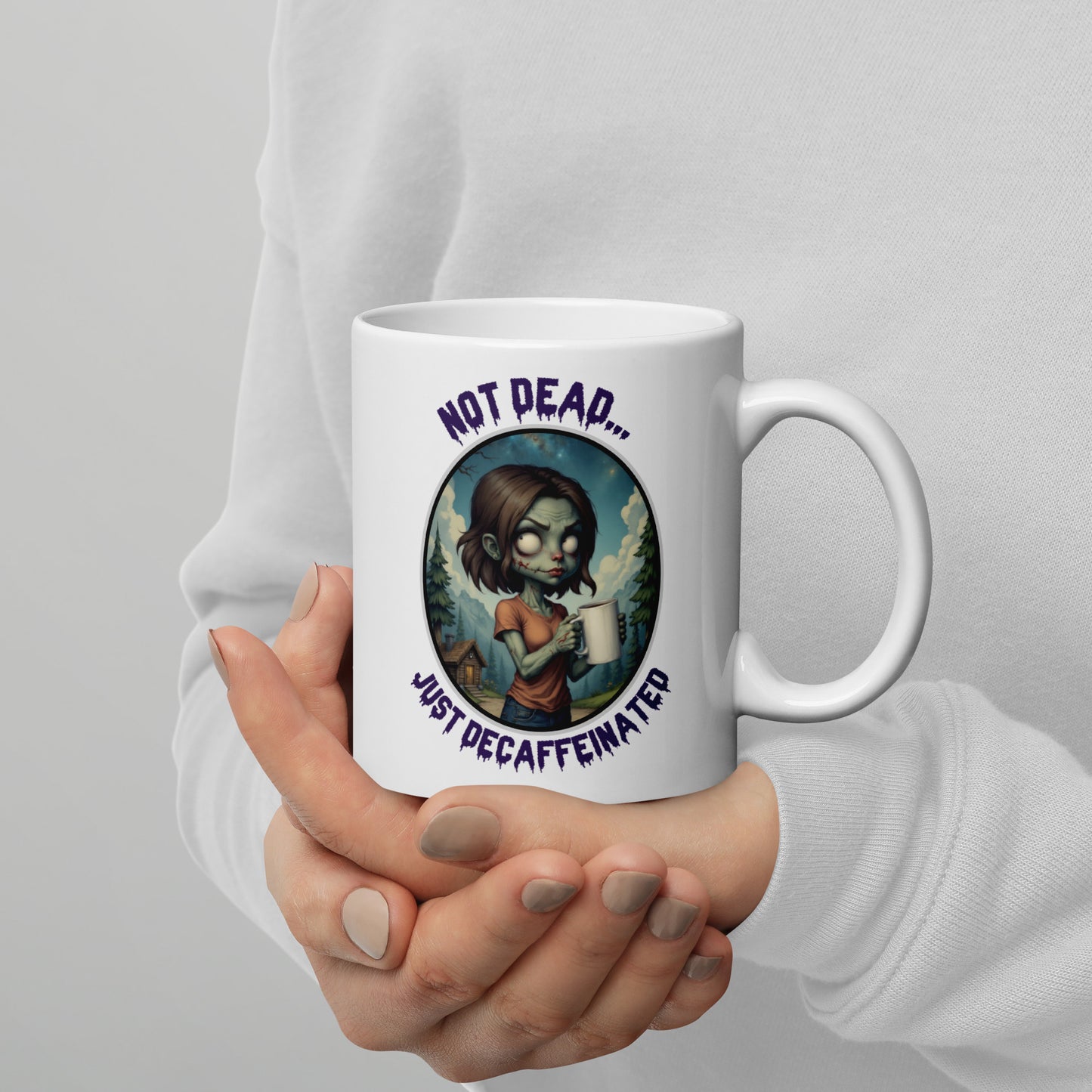 Not Dead... Just Decaffeinated - White glossy mug