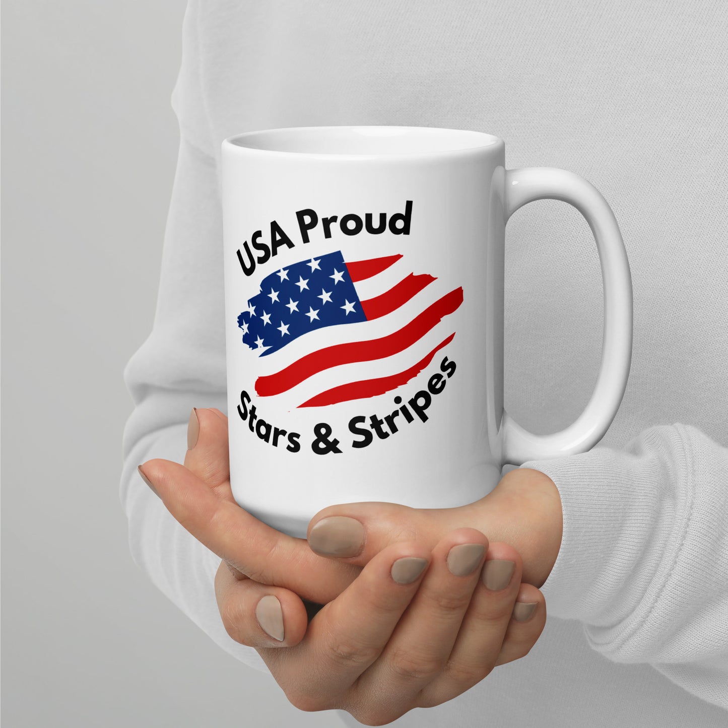 USA Proud - Stars & Stripes Mug - White glossy mug