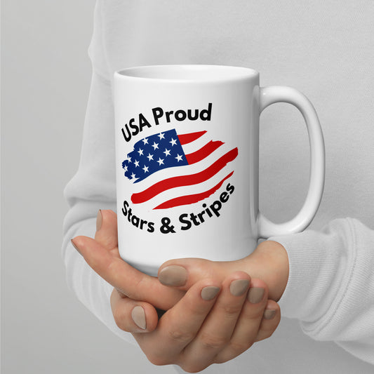 USA Proud - Stars & Stripes Mug - White glossy mug